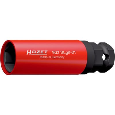 HAZET Schlag-, Maschinenschrauber Steckschlüsseleinsatz 903SLG6-21, 1/2 Zoll (12,5 mm) Vierkant, 24 mm Außen-Sechskant, Außen Sechskant-Tractionsprofil, SW 21 mm