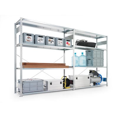 Meta Steckregal Grundregal S3 CLIP 200 GR 2000 x 1500 x 400 mm lichtgrau + 4 Böden