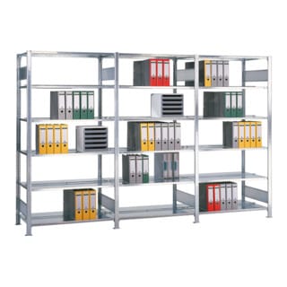 Schulte Anbauregal Büro-Schraubregal MULTIplus150 2300 x 1300 x 600 mm 7 Fachböden RAL 7035 lichtgrau ohne Mittelanschag