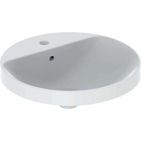 Geberit Einbauwaschtisch VariForm d 48cm, m Hahnloch, m ÜL, rd, we. K-Tect