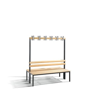 C+P Doppelseitige Garderobenbank Basic, H1650xB1500xT756mm Farbe Gestell Schwarzgrau