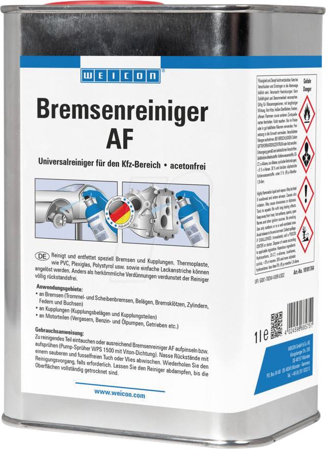 WEICON Bremsenreiniger AF, acetonfreier Universalreiniger für den Automobilbereich, 1 L, transparent