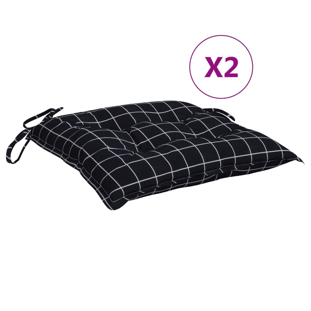 Maison Exclusive - Stuhlkissen 2 Stk. Schwarz Karomuster 50x50x7