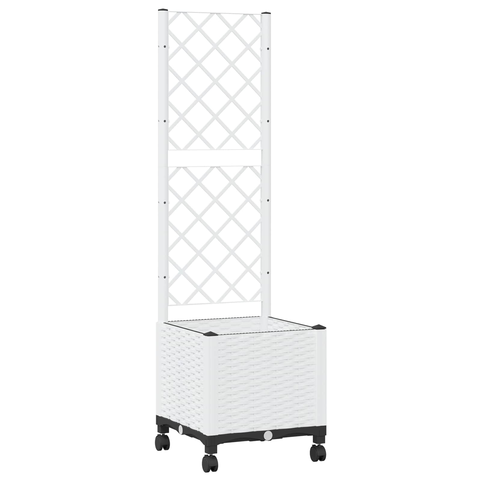 Maison Exclusive - Pflanzkübel Mit Spalier Und Rädern Weiß 40 X 4