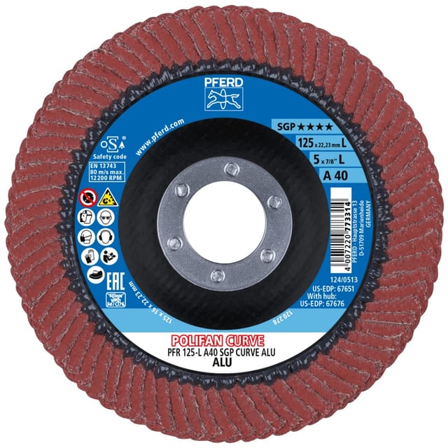 PFERD POLIFAN-Fächerscheiben PFR 125-L A 40 SGP CURVE ALU
