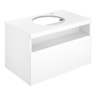 Keuco Waschtischunterschrank Stageline 80x55x49cm, D w, Gl. we kl, m El., HL re