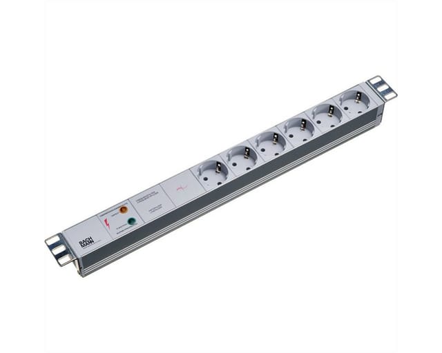 Bachmann 19Zoll Steckdosenleiste 6f Schutzk.,1xGVS,alu 333.402