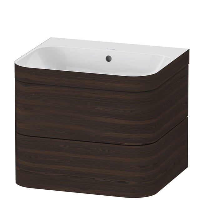 Duravit Möbelwaschtisch-Unterschrank Happy D.2 Plus 57,5x49cm, o. HL, Nussb geb., 2 Schubk.