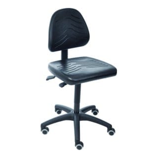 STIER Arbeitsstuhl mit Rollen ohne Armlehnen Sitzhöhe 460-650mm PU Schwarz