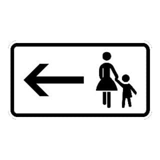 Zusatzschild 1000-12, 330x600mm Fußgänger links halten RAL-Gütezeichen Folie RA1