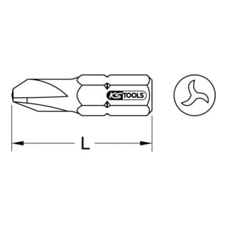 KS Tools 1/4" CLASSIC Bit TRIWING, 25mm, 3mm