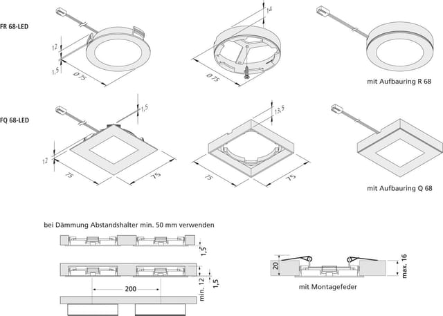Hera 3er-Set LED-Einbauleuchte 4W ww eds +LED24/15W 61056303002