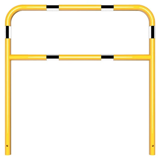 Schake Abweisebügel aus Stahlrohr Ø48mm Breite: 1200mm, Höhe: 1200 mm + Querholm, beschichtet, gelb / schwarz