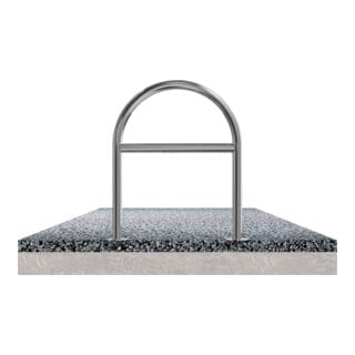 Schake Edelstahl, Rundbügel Ø48 mm + Querholm Länge: 650mm, Höhe: 800mm + Bodenplatten zum Aufdübeln