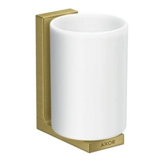 hansgrohe Zahnputzbecher Axor Uni. Rectangular Glas, Wandmontage, brushed brass