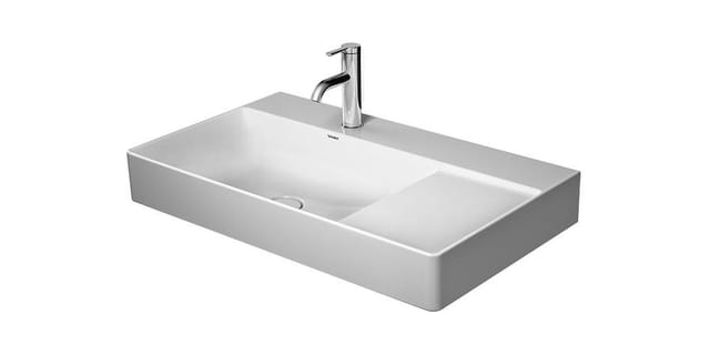 Duravit Möbelwaschtisch asymmetrisch DuraSquare 80x47cm, o Ü, m HLB, Beck. li, o. HL, we