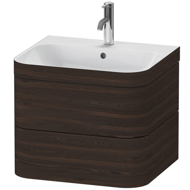 Duravit Möbelwaschtisch-Unterschrank Happy D.2 Plus 57,5x49cm, 1 HL, Nussb geb., 2 Schubk.