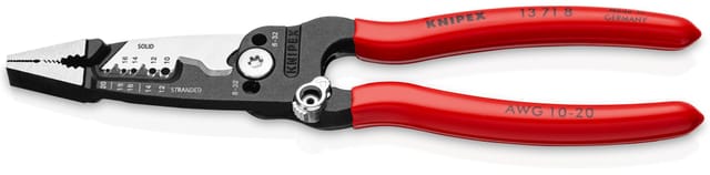 KNIPEX 13 71 8 WireStripper Multifunktions-Elektrikerzangen amerikanisches Modell mit Kunststoff überzogen schwarz atramentiert 200 mm