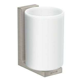 hansgrohe Zahnputzbecher Axor Uni. Rectangular Glas, Wandmontage, Edelstahl-Optik