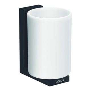 hansgrohe Zahnputzbecher Axor Uni. Rectangular Glas, Wandmontage, mattschwarz