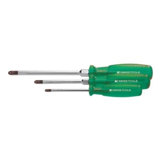 PB Swiss Tools Pozidriv-Schraubendreher-Satz, mit "Multicraft"-Kraftheft, 3-teilig