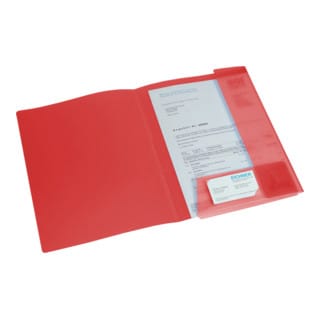 Eichner PP-Mappe A4 mit Klappen, rot-transparent