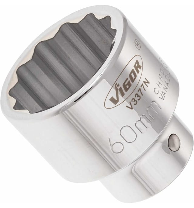 VIGOR Doppel-Sechskant Steckschlüssel-Einsatz V3377N Vierkant hohl 25 mm (1 Zoll) Außen-Doppel-Sechskant Profil 60