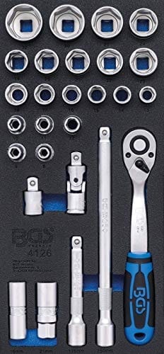 BGS Werkstattwageneinlage 1/3: Steckschlüssel-Satz 12,5 mm (1/2 Zoll) 27 teilig
