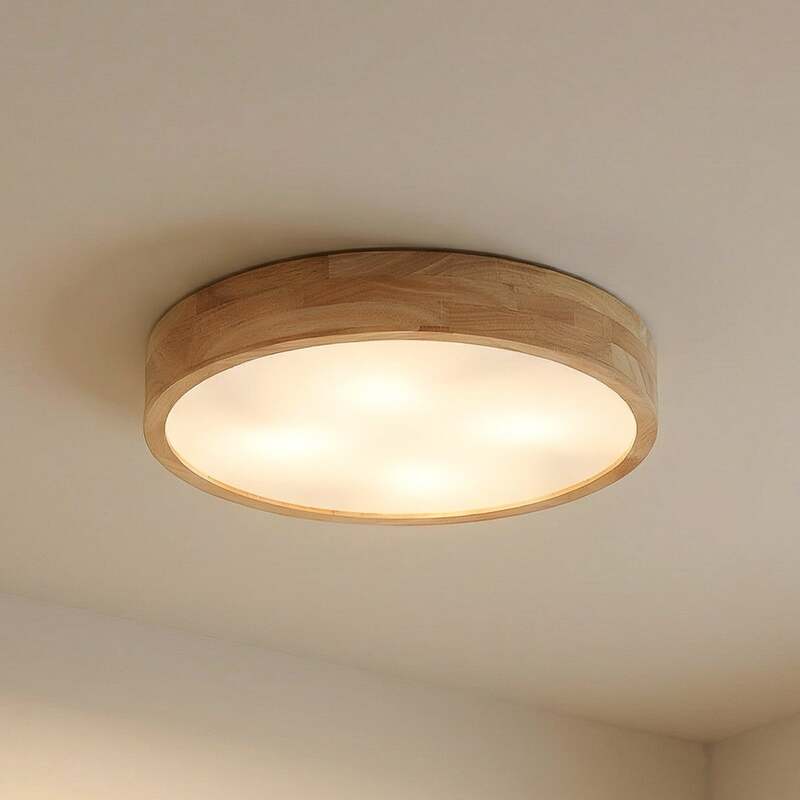 [gebraucht] B-ware Lindby Deckenlampe Tanju Led Leuchte Lampe Dimmbar Rustikal Ø60cm Holz Weiß