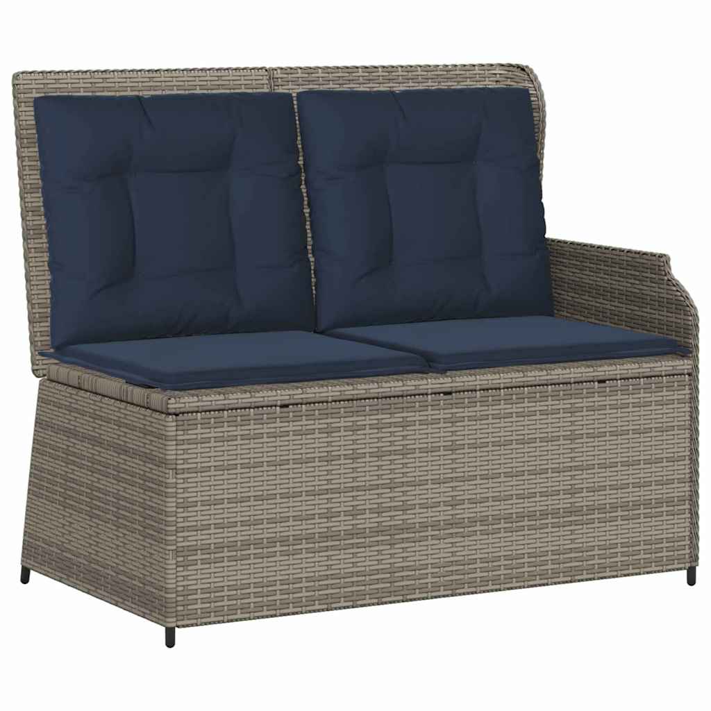 Maison Exclusive - Gartenbank Mit Kissen Grau Und Marineblau Poly