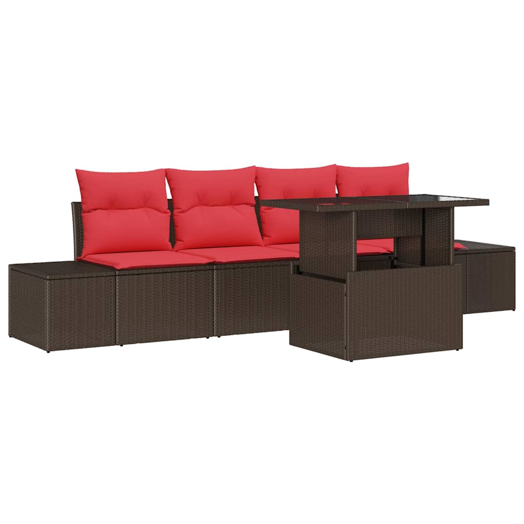 Maison Exclusive - Garten-sofa-set 5 Stk. 4-sitzanzahl Braun Und