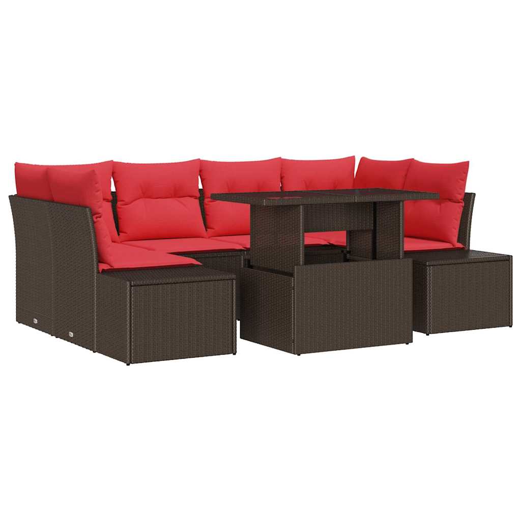 Maison Exclusive - Garten-sofa-set 7 Stk. 6-sitzanzahl Braun Und