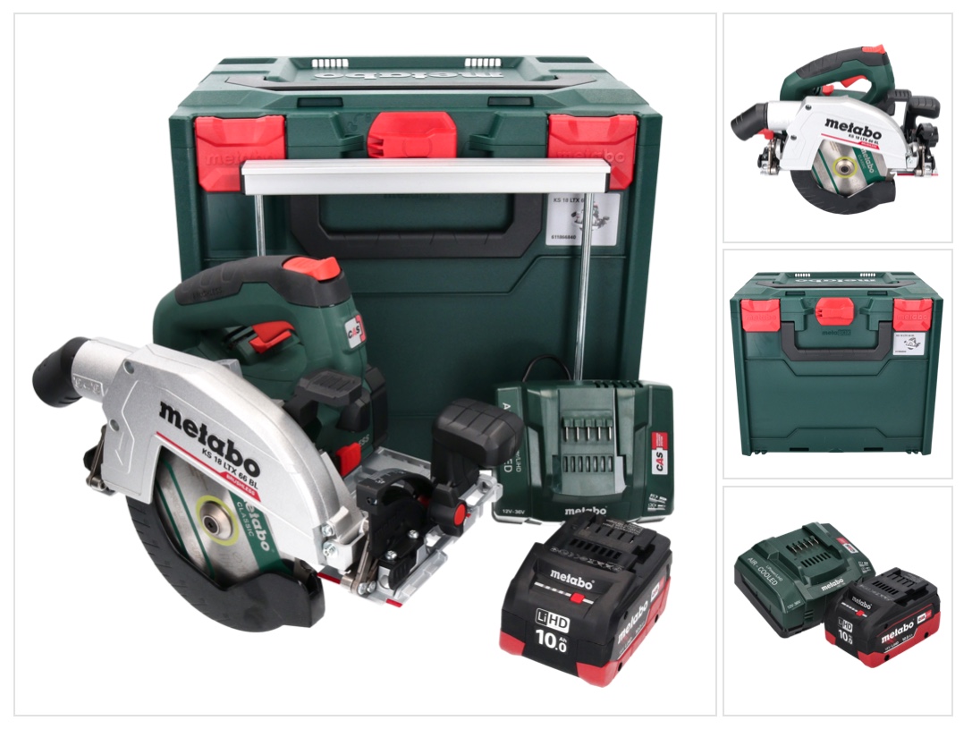 Metabo Ks 18 Ltx 66 Bl Akku Handkreissäge 18 V 165 Mm + 1x Akku 10,0 Ah + Ladegerät + Metabox
