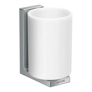 hansgrohe Zahnputzbecher Axor Uni. Rectangular Glas, Wandmontage, chrom