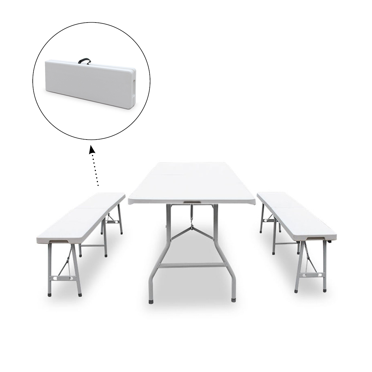 Bierbank Buffet Set Garnitur Garten Camping Bierzelt Bank Tisch Partytisch Weiß