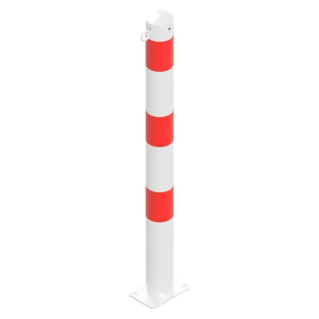 Schake Absperrpfosten Typ 476PB/1, ortsfest, Ø 76mm, weiß / rot + 1 Öse