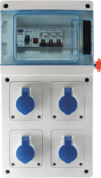 Eur Ohm - Mono-baustellenkasten 4pc 2p+t 230v 16a - Ip44 - Ik07 Ohne Halterung