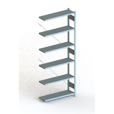 Meta Steckregal Anbauregal CLIP 230 S3 AR 2500 x 1000 x 300 mm 6 Böden, lichtgrau zerlegte Rahmen