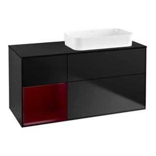 V&B Waschtischunterschrank Wandbeleuchtung Finion 120x60 cm, Reg li Peo, bla matt lacquer
