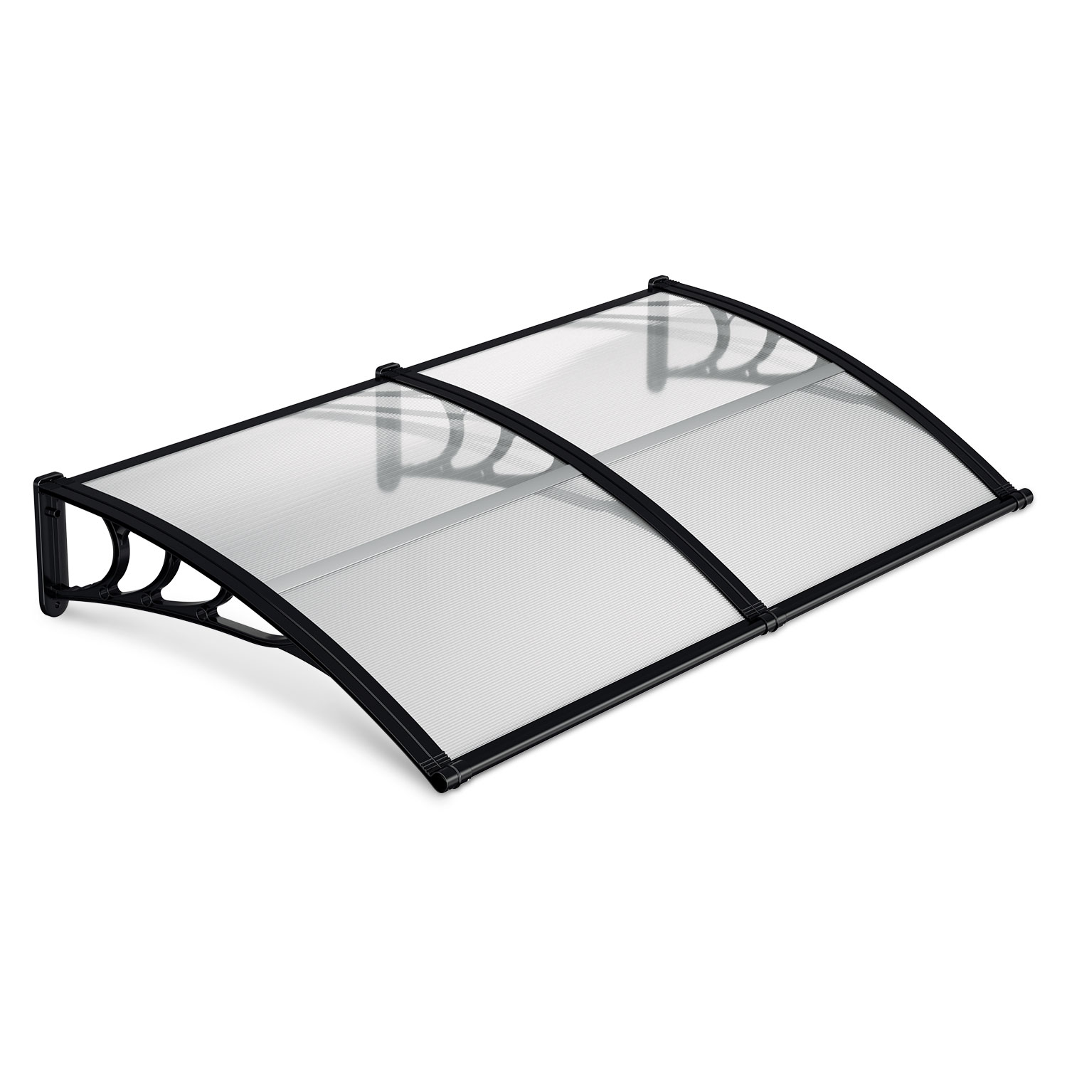 Wolketon Vordach Haustür Mit Regenrinne 200 X 100 Cm, Türüberdachung Aus Polycarbonat, Schwarz/transparent, Regenschutz Für Eingang