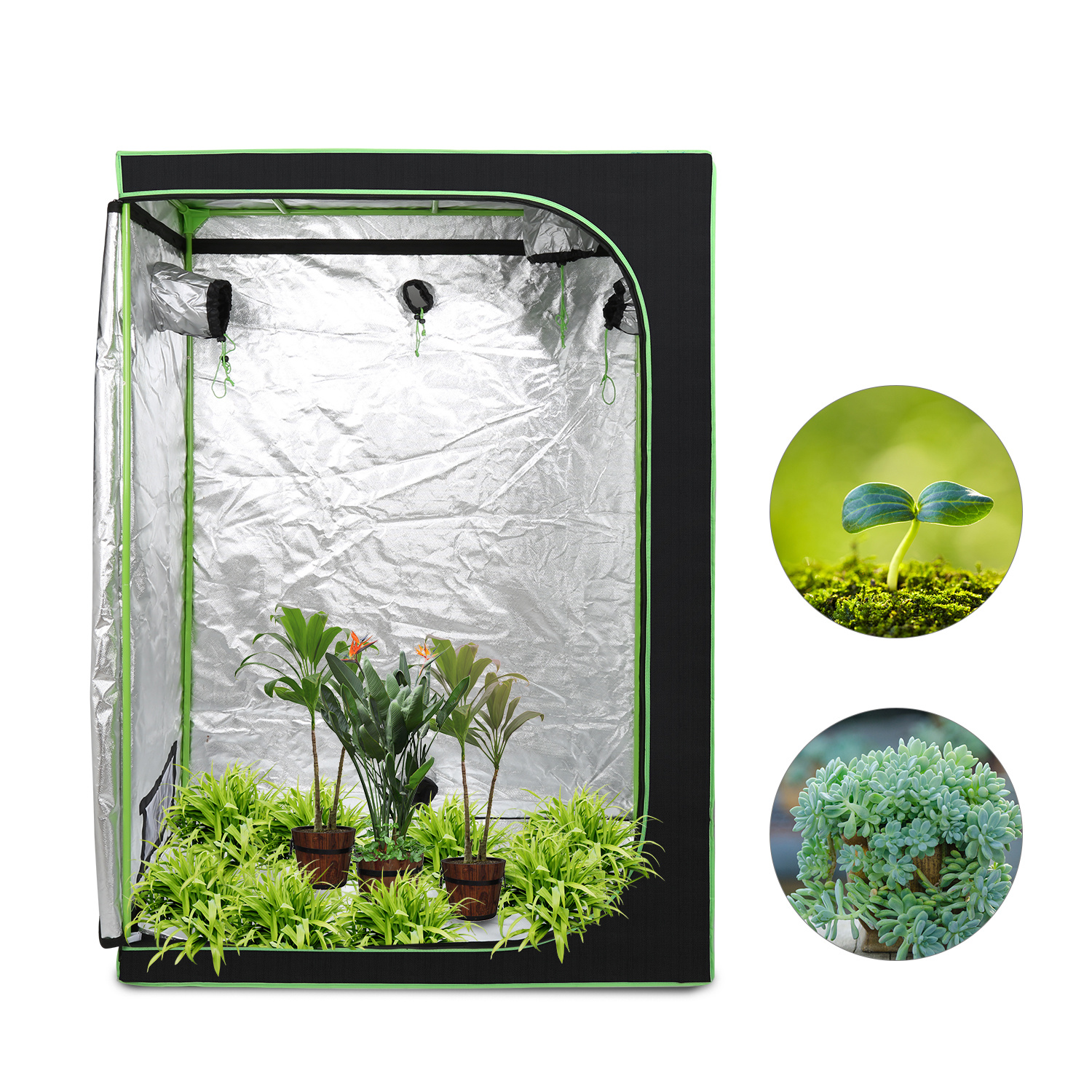 Wolketon Growbox 120 X 60 X 180 Cm, Indoor Pflanzenzelt Aus 600d Oxford, Lichtdicht Und Reflektierend, Mit Sichtfenster Und Belüftung
