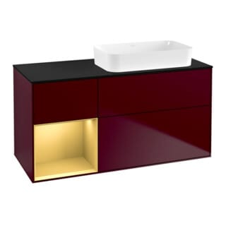 V&B Waschtischunterschrank Wandbeleuchtung Finion 120x60 cm, Reg li Gold matt, Peony Matt