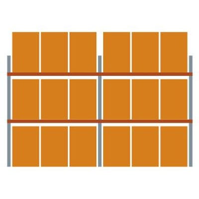 Meta Palettenkomplettregal Multipal Leicht 3300 x 5655 x 1100 mm bis 500 Kg verzinkt / rotorange 3 Ebenen