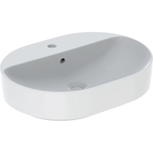 Geberit Aufsatzwaschtisch VariForm w K-T., 60x45cm, m HLB, m ÜL, ellipt.