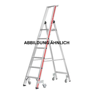 Hymer Stufenstehleiter mit Plattform und Rollen, einseitig begehbar, 4 Stufen
