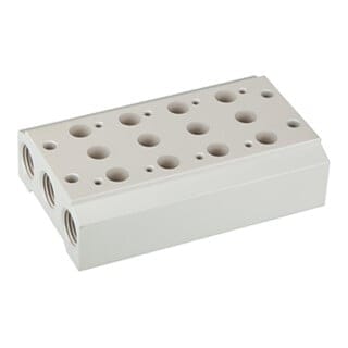 Riegler Mehrfach-Grundplatte für 5/2-5/3-Wegeventile, 5 Pos., G 1/8, G 1/4