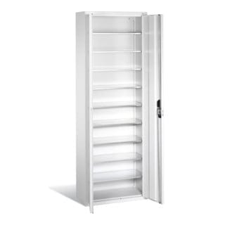 C+P Magazinschrank mit 9 Böden zur Aufnahme von Sichtlagerkästen, H1980xB700xT300mm Front Lichtgrau Korpus Lichtgrau