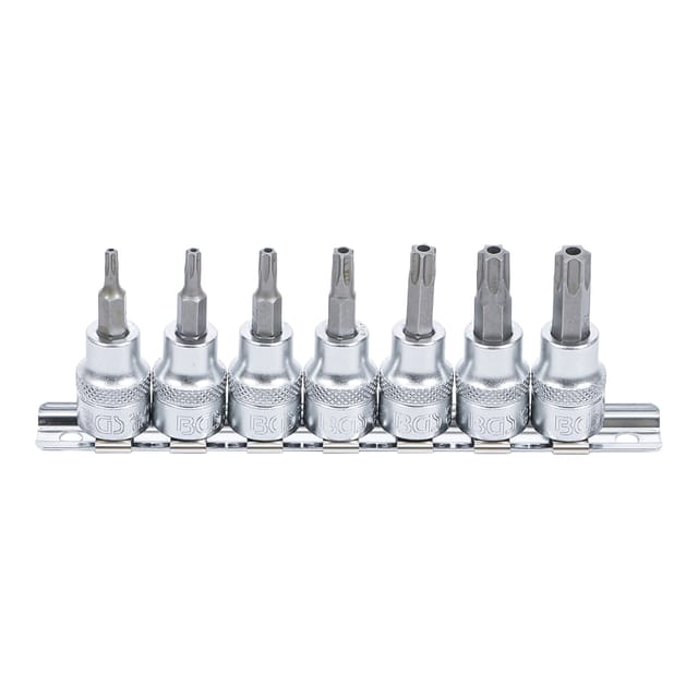 BGS Bit-Einsatz-Satz Antrieb Innenvierkant 10 mm (3/8 Zoll) T-Profil (für TX) mit Bohrung T15 - T50 7 teilig