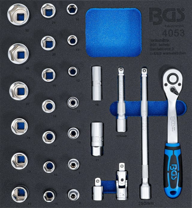 BGS Werkstattwageneinlage 2/3: Steckschlüssel-Satz 12,5 mm (1/2 Zoll) 27 teilig