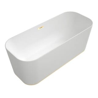 V&B Rechteck-Freistehwanne FINION 170x70cm, Design-Ring, stone white, gold